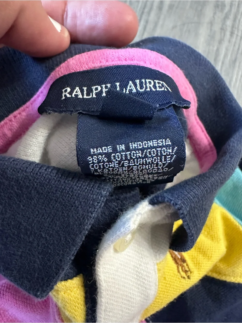 Ralph Lauren Girls' Multi-Color Polo Dress - Pink/White/Navy